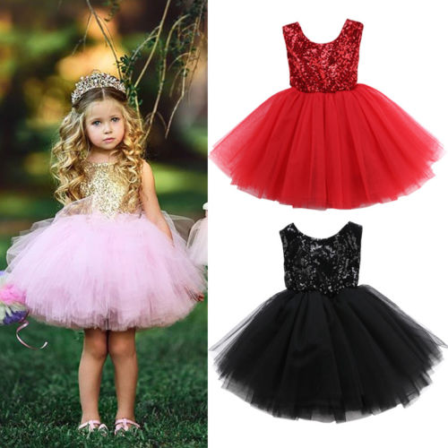 Kids Baby Girl Princess Dress Tutu Tulle Back Hollow Out Party Dress Pink Red Ball Gown Formal Dresses Outfits - ebowsos