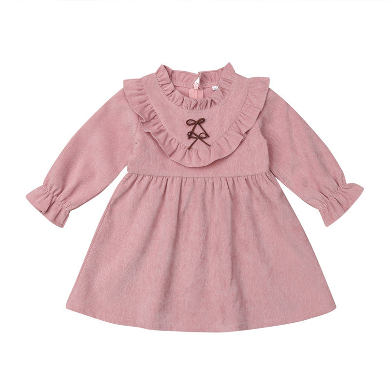 fashion Baby Kids Girl Ruffled Long Sleeve Dress Temperament girl Autumn Dresses - ebowsos