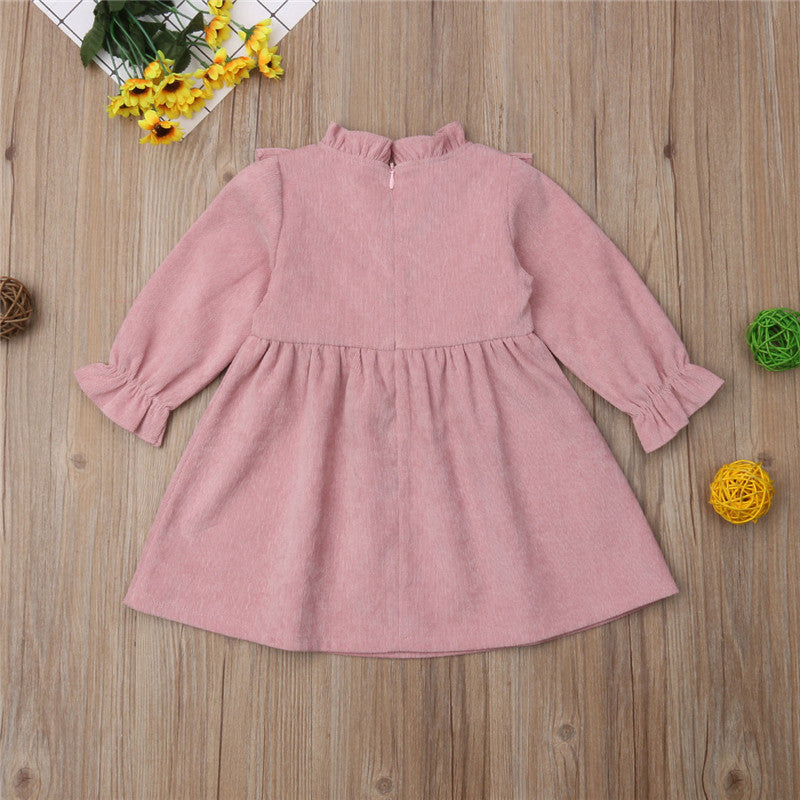 fashion Baby Kids Girl Ruffled Long Sleeve Dress Temperament girl Autumn Dresses - ebowsos