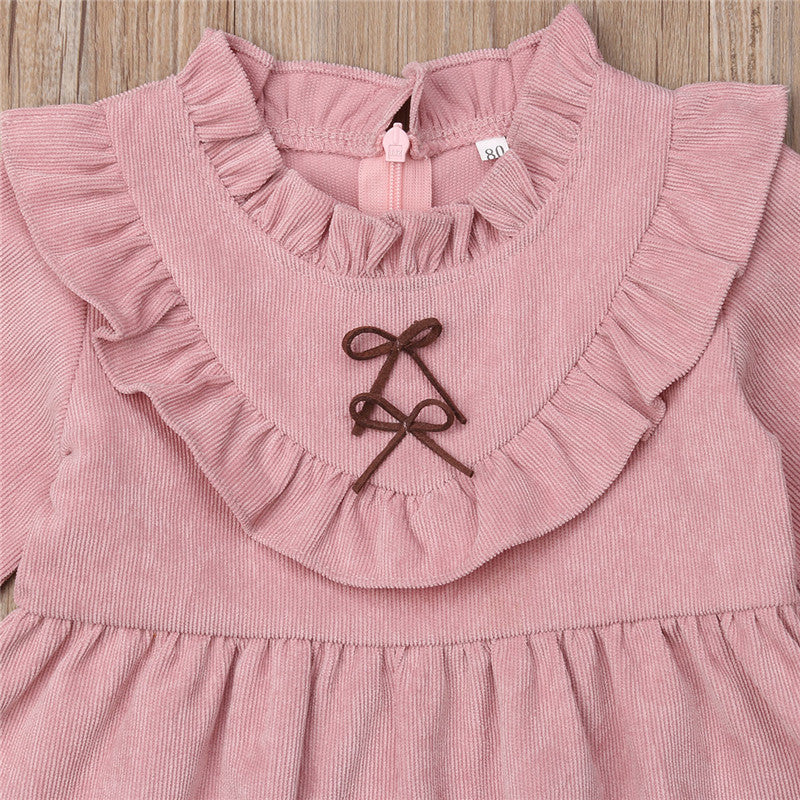 fashion Baby Kids Girl Ruffled Long Sleeve Dress Temperament girl Autumn Dresses - ebowsos