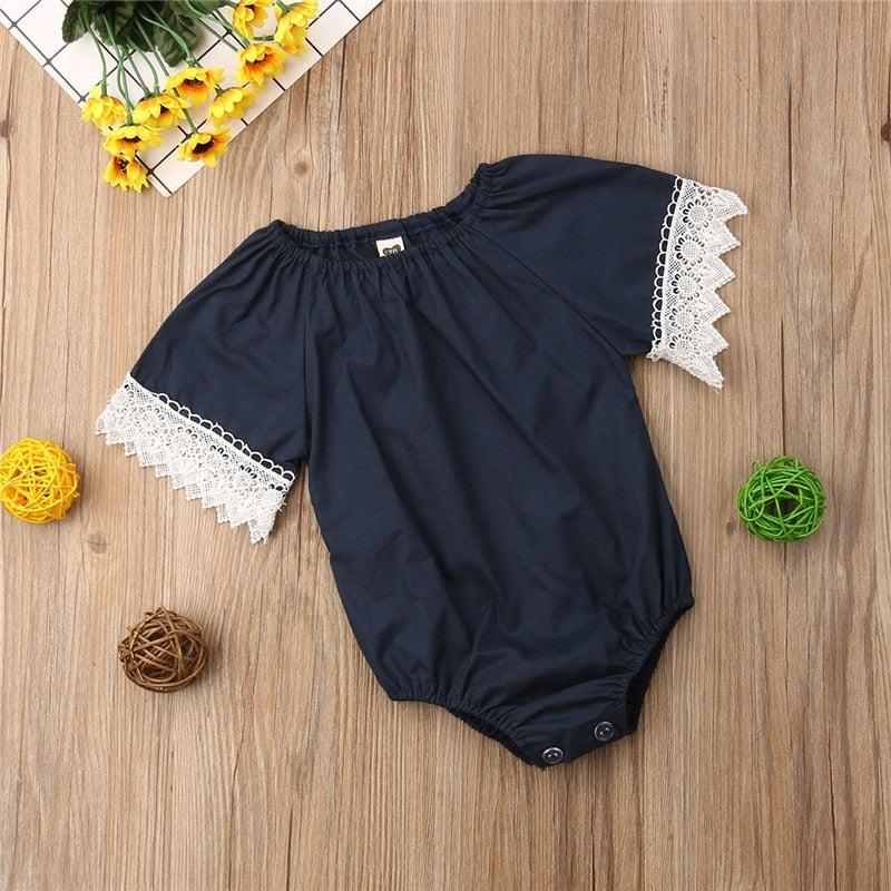 Emmbabay Newborn Infant Baby Girls Lace Romper Short Sleeve Jumpsuit Outfits Clothes Sunsuit Baby Clothing - ebowsos