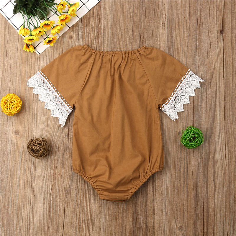 Emmbabay Newborn Infant Baby Girls Lace Romper Short Sleeve Jumpsuit Outfits Clothes Sunsuit Baby Clothing - ebowsos