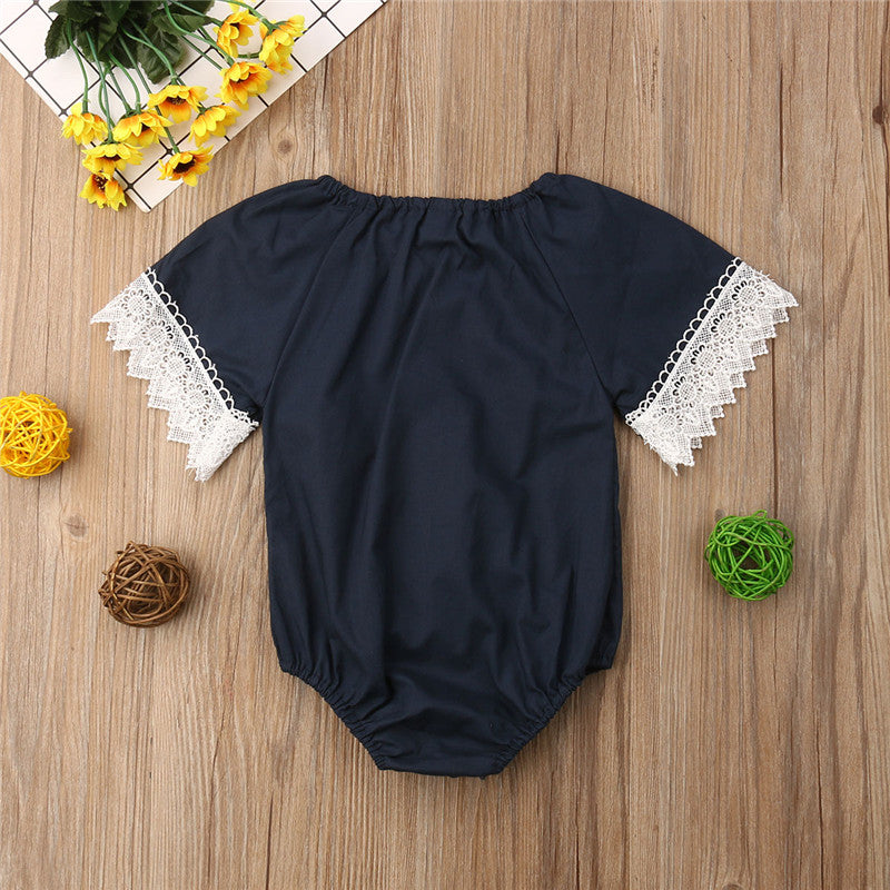 Emmbabay Newborn Infant Baby Girls Lace Romper Short Sleeve Jumpsuit Outfits Clothes Sunsuit Baby Clothing - ebowsos