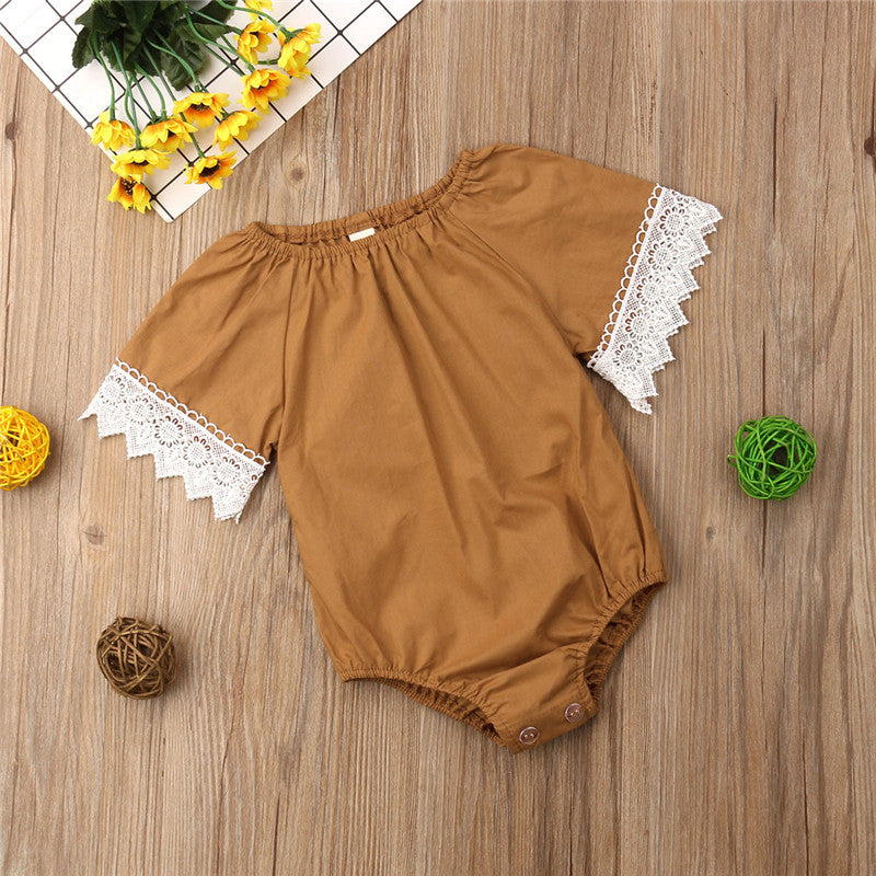 Emmbabay Newborn Infant Baby Girls Lace Romper Short Sleeve Jumpsuit Outfits Clothes Sunsuit Baby Clothing - ebowsos