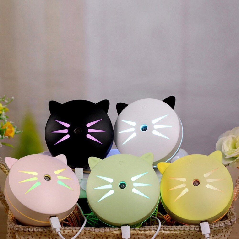 Essential Oil Diffuser Mini Ultrasonic Cat humidifier LED Night Light USB Aromatherapy Fogger humidifiers Facial Care Tools - ebowsos