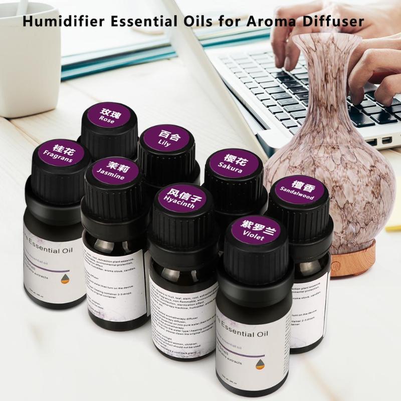 Essential Oils for Diffuser Aromatherapy Oil Humidifier 8 Kinds Fragrance Aroma Oil Lavender Lemongrass Tree Oil Massage - ebowsos