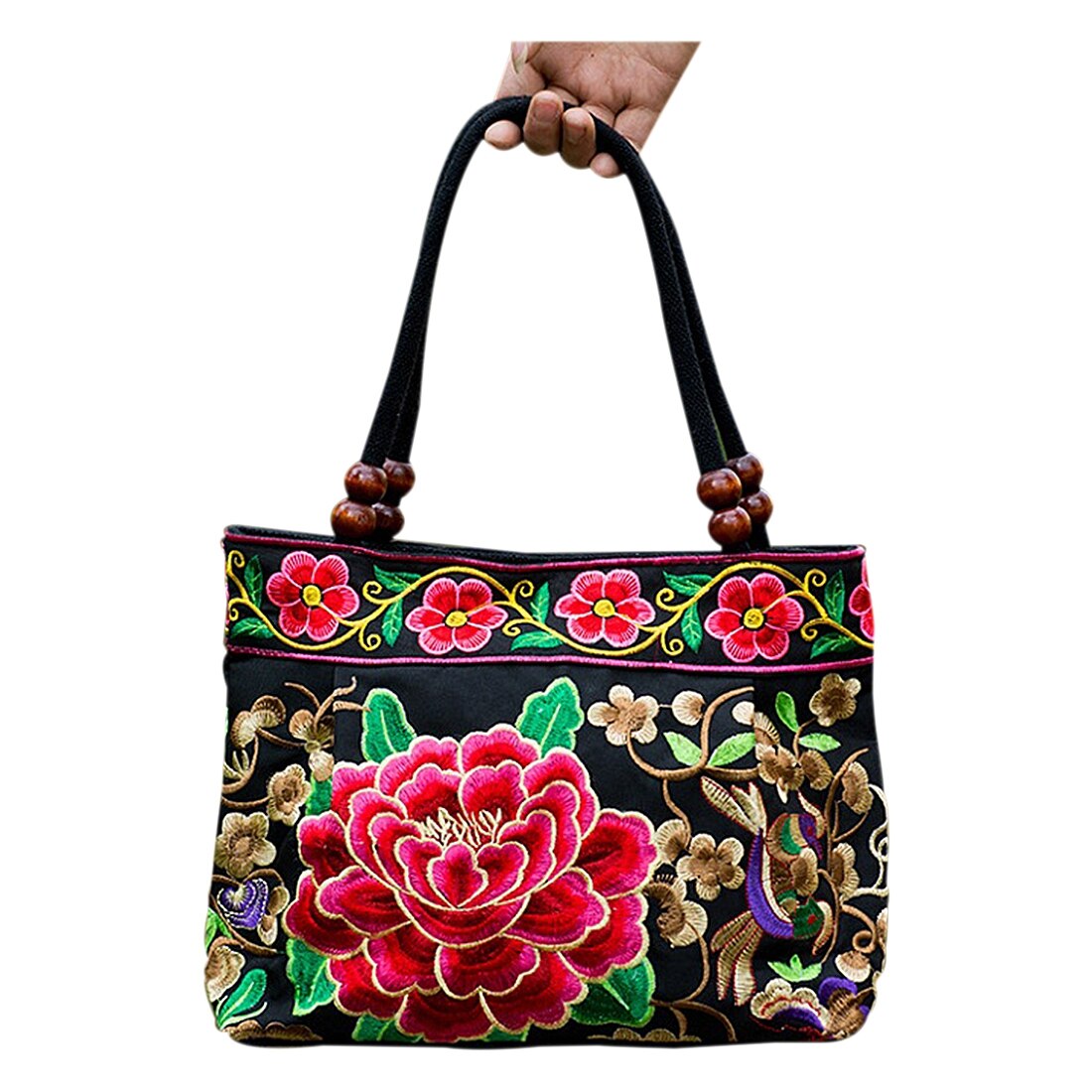 Ethnic Flowers Boho Hobo Embroidery Embroidered Bags Ladies Women's Shoulder Shopper Bag Handbag Women Brand Bags Luxury Logo - ebowsos