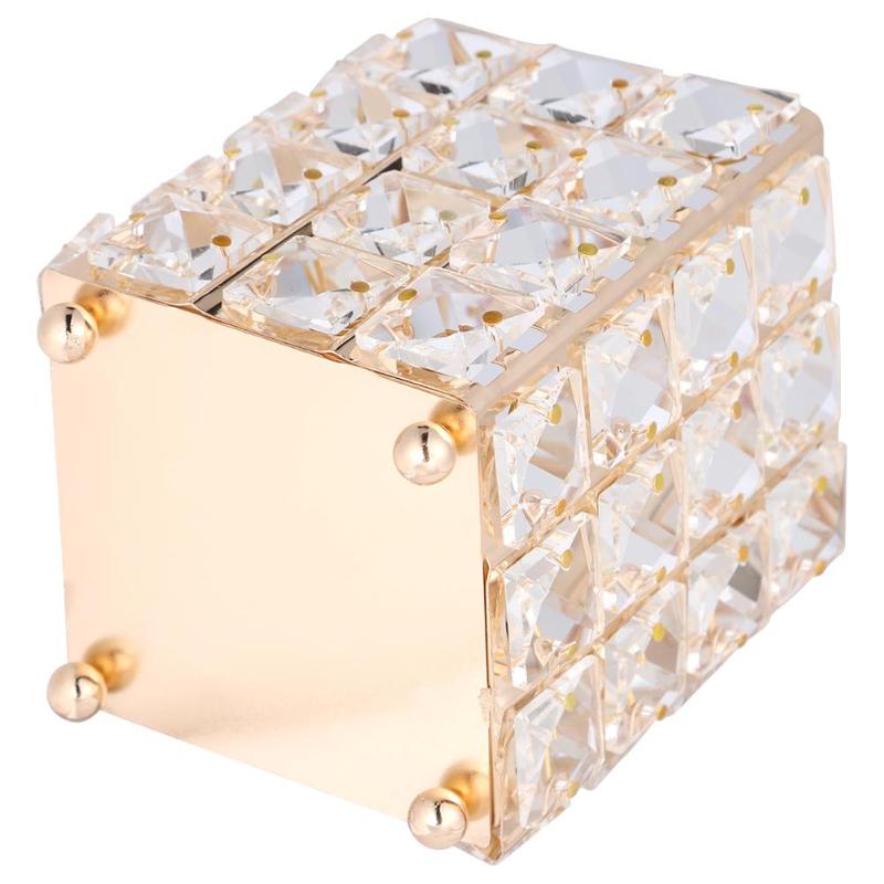 European Elegant Metal Crystal Makeup Brushes Storage Tube Eyebrow Pencil Cosmetic Pens Holder Desktop Jewelry Box Organizer - ebowsos