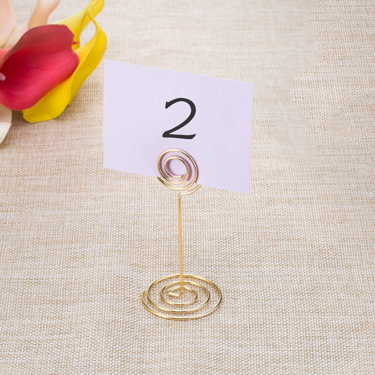 12 Pack Table Number Card Holders Photo Holder Stands Place Paper Menu Clips, Circle Shape (Gold) - ebowsos