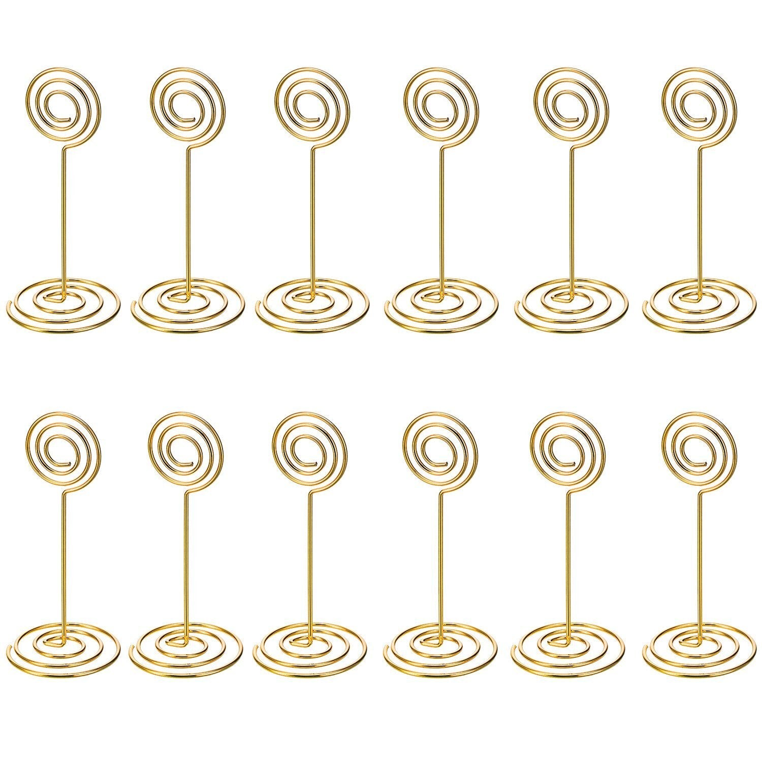 12 Pack Table Number Card Holders Photo Holder Stands Place Paper Menu Clips, Circle Shape (Gold) - ebowsos