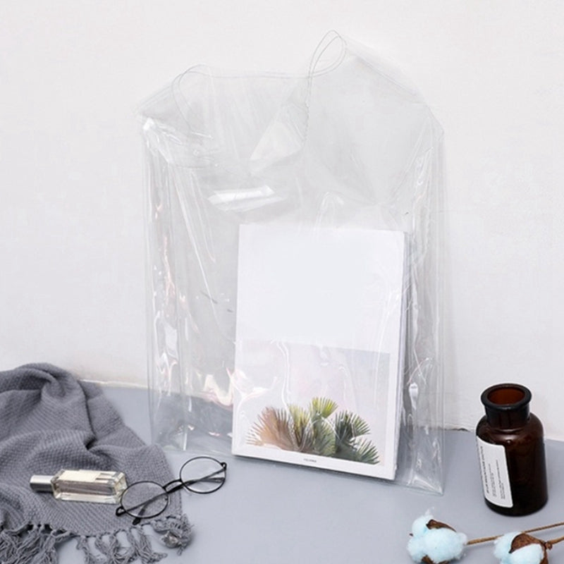 1Pc Plastic Pvc Shopping Bag Totes Transparent Pu Clear Holographic Handbag - ebowsos