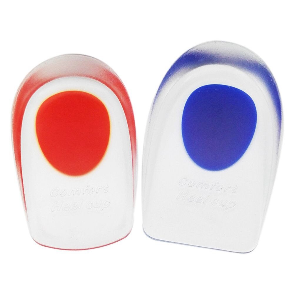 2 Pair of Gel Heel Cups Heel Support Pads Cushions for Plantar Fasciitis Heel Pain---UK3.5-6.5(Red+Blue) - ebowsos