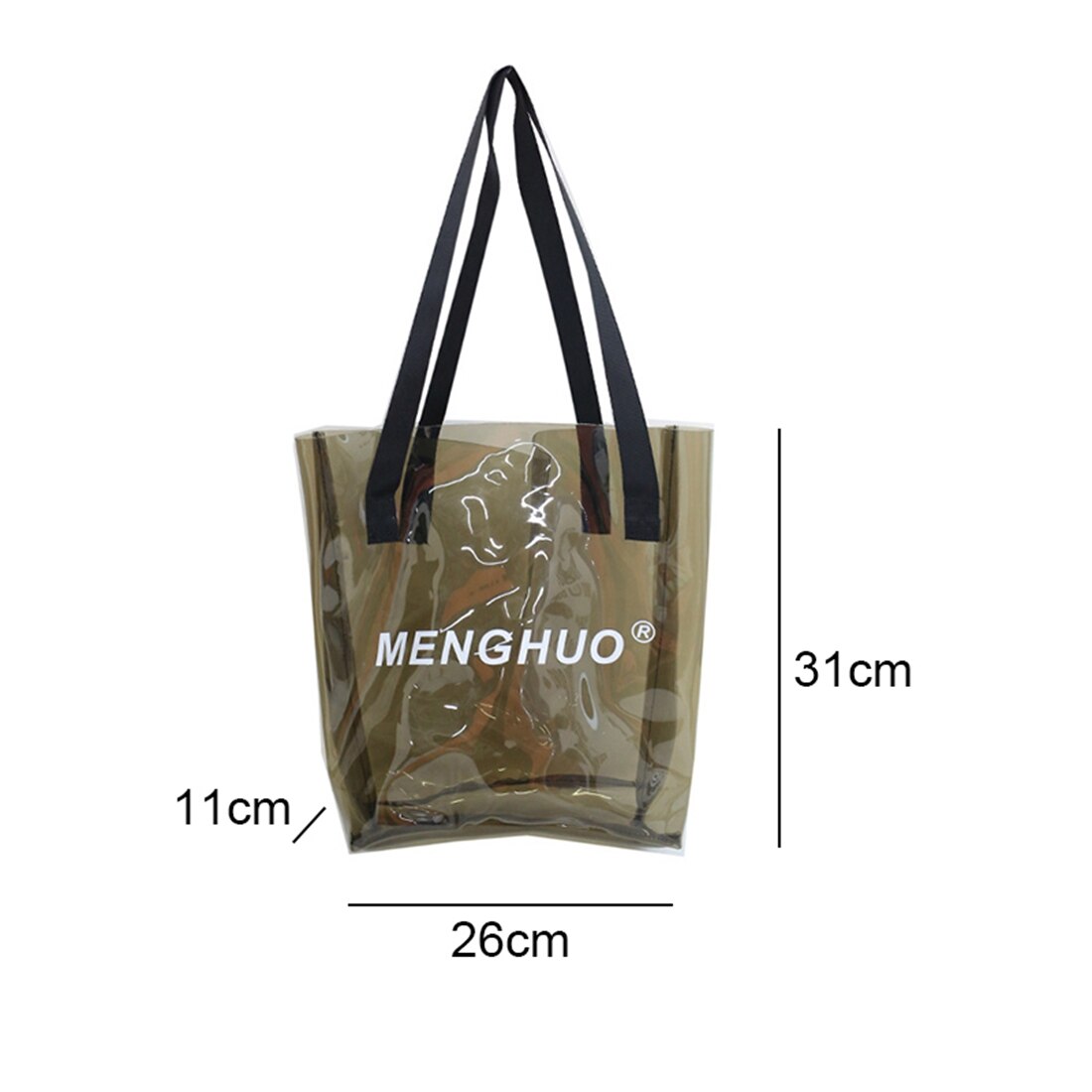2018 fashion new PVC transparent letter "MENGHUO" jelly bag waterproof hand shoulder beach handbag - ebowsos