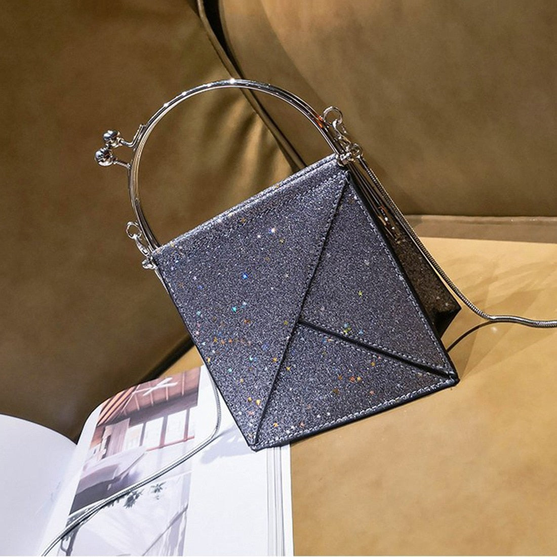 2018 new sequins female bag small square package fashion wild shoulder diagonal chain small square bag sequins diagonal h - ebowsos