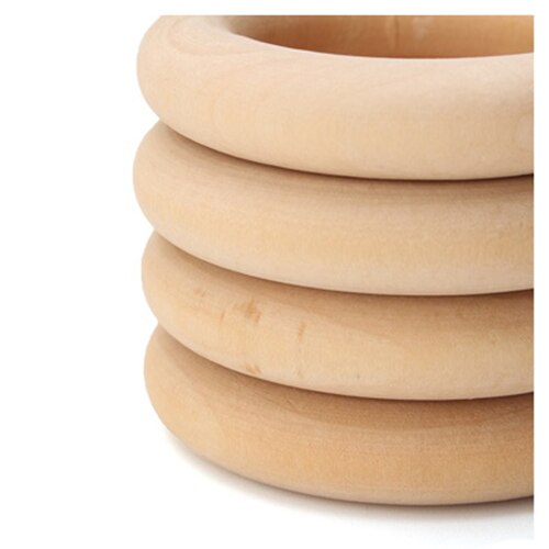 20pc Unfinished Teething Ring Add On Wooden Rings 55mm Natural 2.2 inches - ebowsos