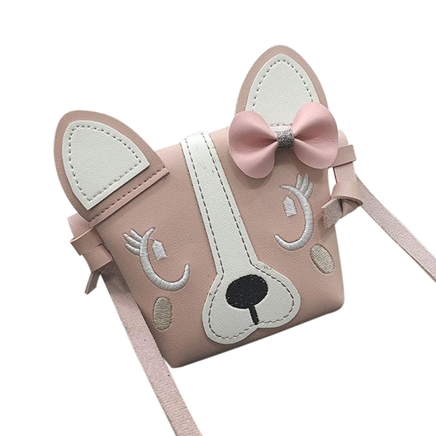 3D Mini Cute Dogs Animal Bowknot Kids Crossbody Bag Tote Crossbody Casual Shopping Bag - ebowsos