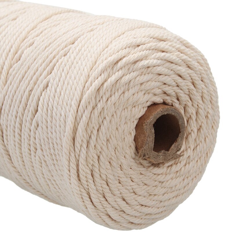 3Mmx200M Natural Handmade Cotton Cord Macrame Yarn Rope Diy Wall Hanging Plant Hanger Craft String Knitting - ebowsos