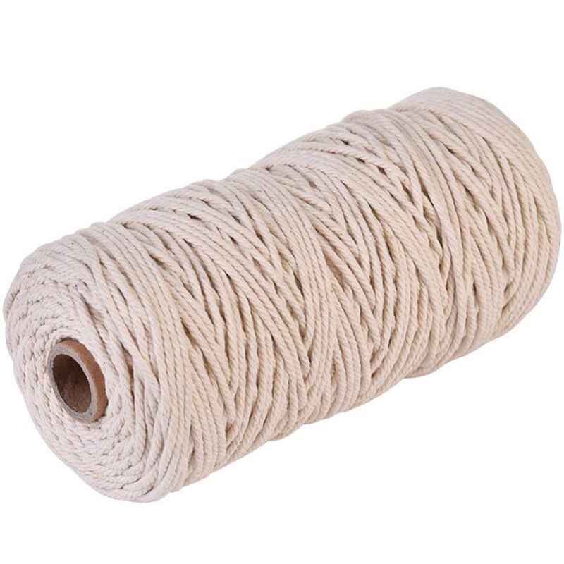 3Mmx200M Natural Handmade Cotton Cord Macrame Yarn Rope Diy Wall Hanging Plant Hanger Craft String Knitting - ebowsos