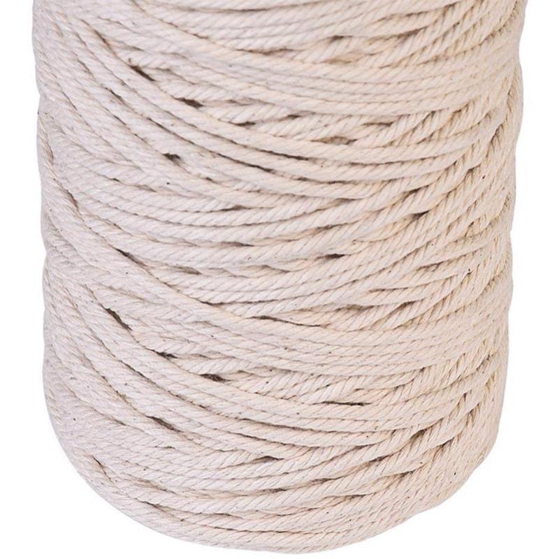 3Mmx200M Natural Handmade Cotton Cord Macrame Yarn Rope Diy Wall Hanging Plant Hanger Craft String Knitting - ebowsos