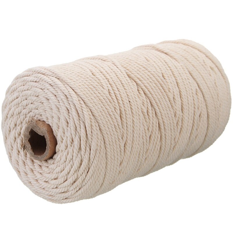 3Mmx200M Natural Handmade Cotton Cord Macrame Yarn Rope Diy Wall Hanging Plant Hanger Craft String Knitting - ebowsos