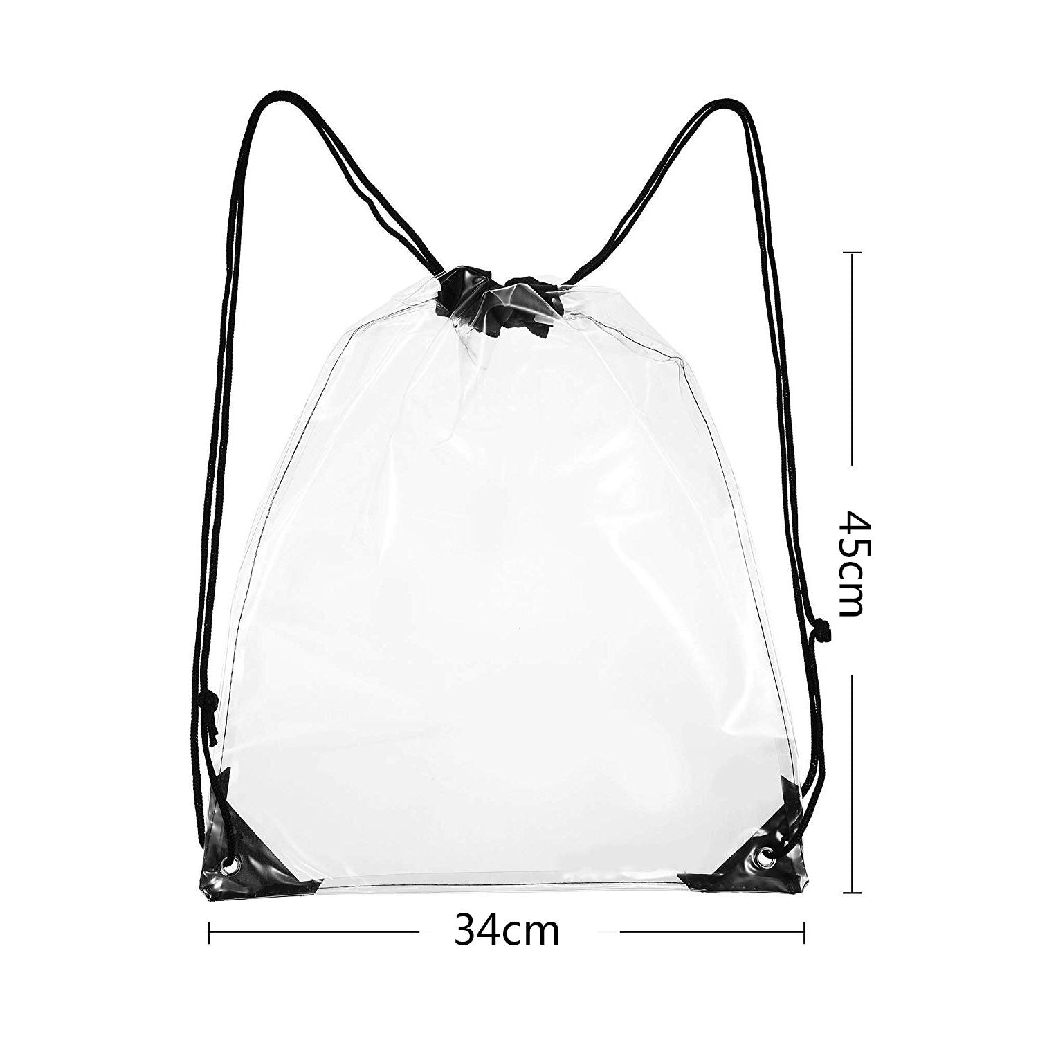 5 Pack Transparent Drawstring Bag Clear Cinch Bags Traveling Sport Bags (Black Edge) - ebowsos