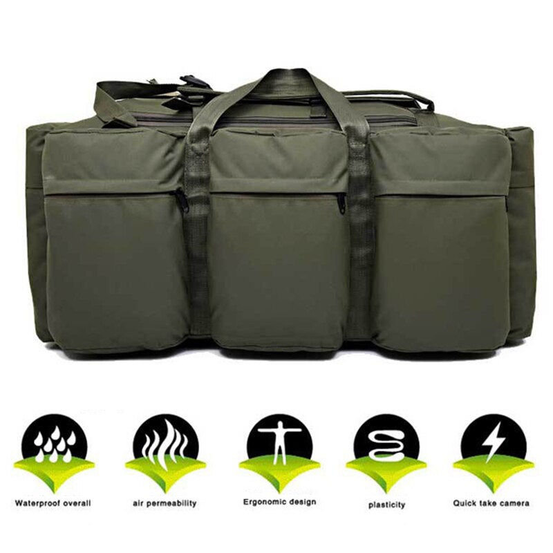 90L  Large Capacity Outdoor Hiking Backpack Military Tactical Pack Camouflage Luggage Bag Camping Tent Quilt Container 9 - ebowsos