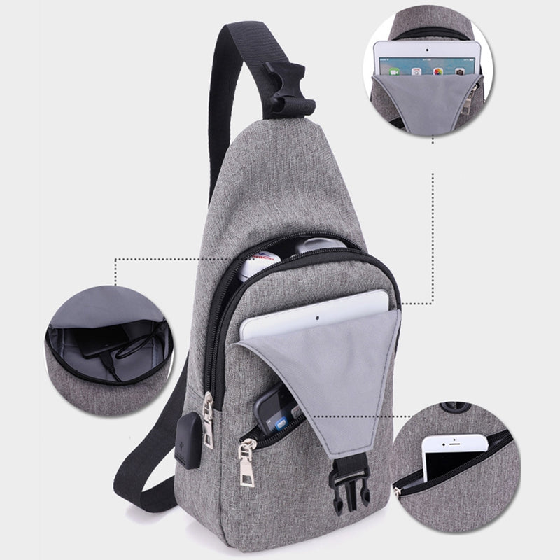 Antitheft Usb Recharging Chest Pack Bag Men Waterproof Crossbody Bag for Women Short Trip Messenger Shoulder Bag - ebowsos