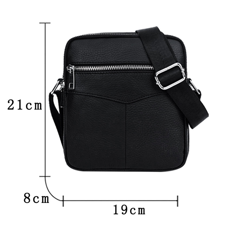 BULLCAPTAIN Fashion Genuine Leather Shoulder bag men causal Crossbody Bags Small Brand double Zipper Male Messenger Bags - ebowsos