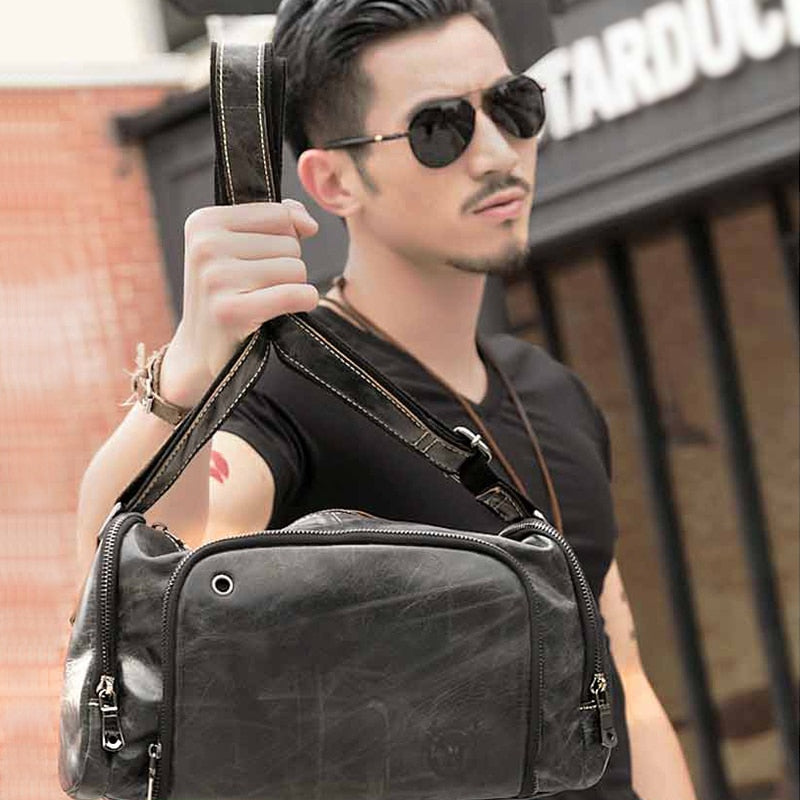 BULLCAPTAIN Fashion Leather Male Shoulder bags large capacity Crossbody Bags Middle Size Brand men messenger bag hengkuan - ebowsos