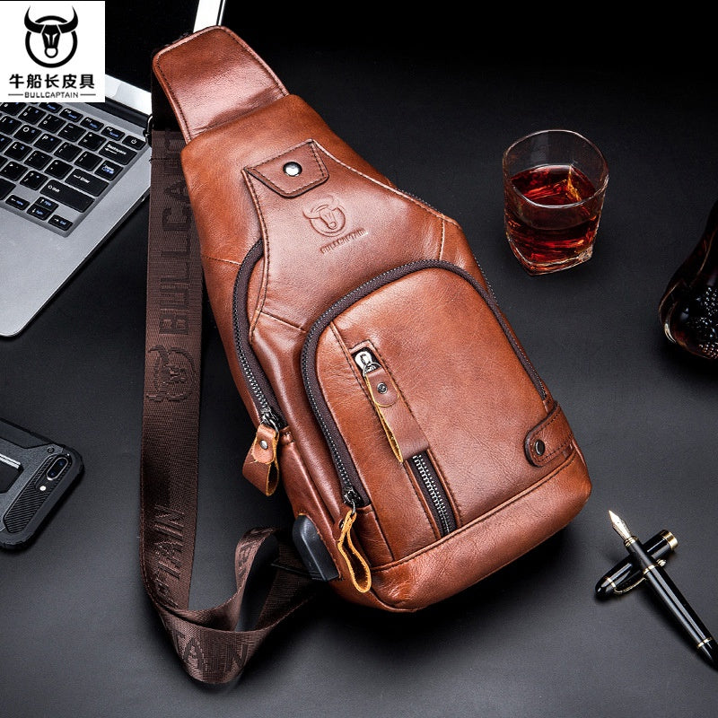 BULLCAPTAIN Genuine Leather Crossbody Bags Men Shoulder Men Chest Bags Fashion Travel Handbags Man Messenger Bag Male - ebowsos