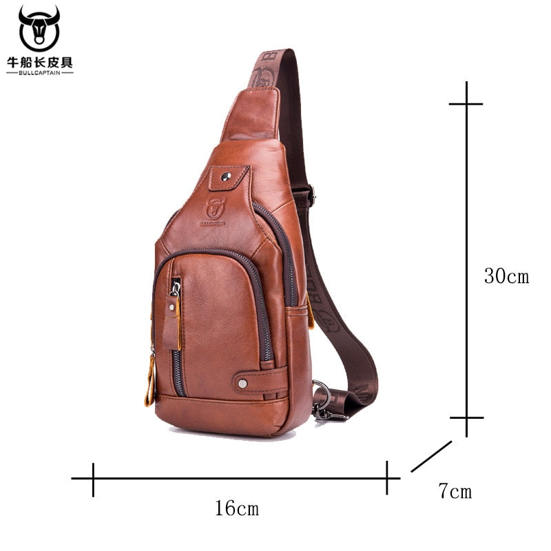 BULLCAPTAIN Genuine Leather Crossbody Bags Men Shoulder Men Chest Bags Fashion Travel Handbags Man Messenger Bag Male - ebowsos