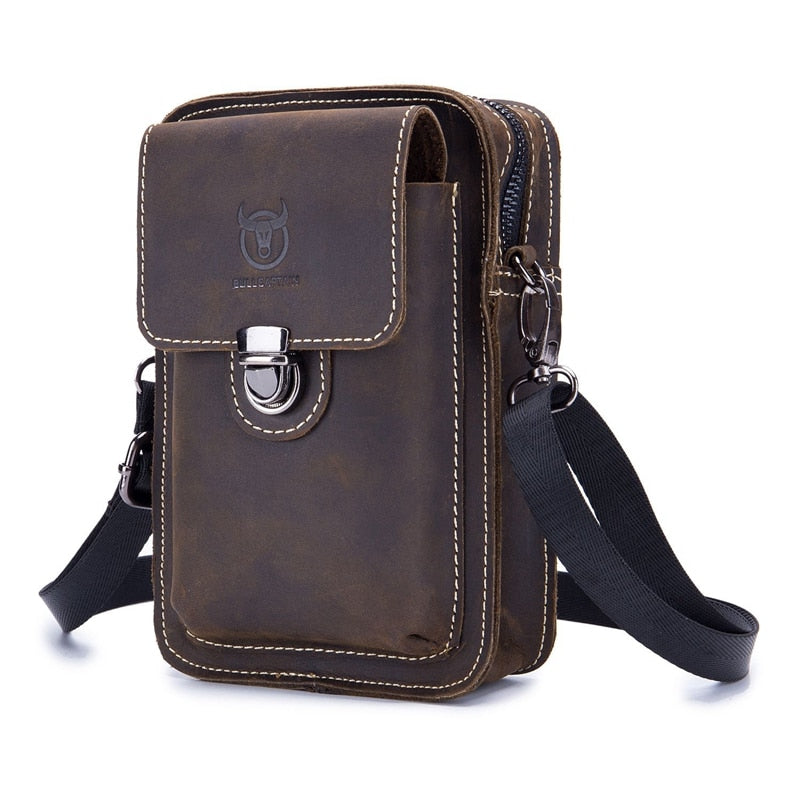 BULLCAPTAIN Genuine Leather Men Shoulder Bag Small Men Bag Vintage Casual Multifunctional Messenger Bag Man waist Bag - ebowsos