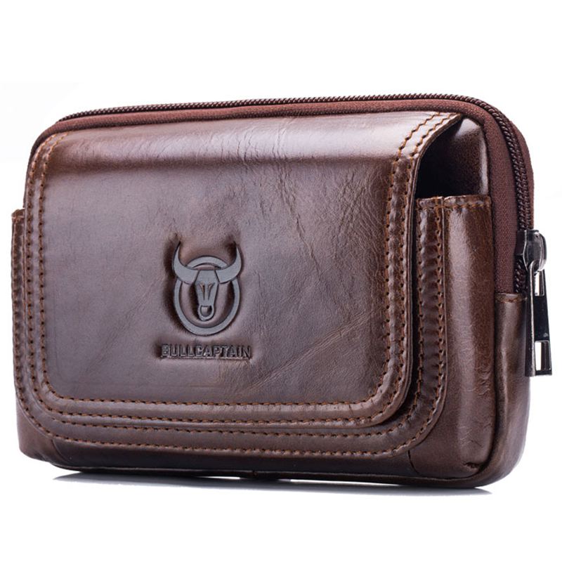 BULLCAPTAIN Male Purse Leisure Sling Bag Small Pocket New Men Waist Bag Leather Sling Cigarette Bag Mobile Phone Bag - ebowsos