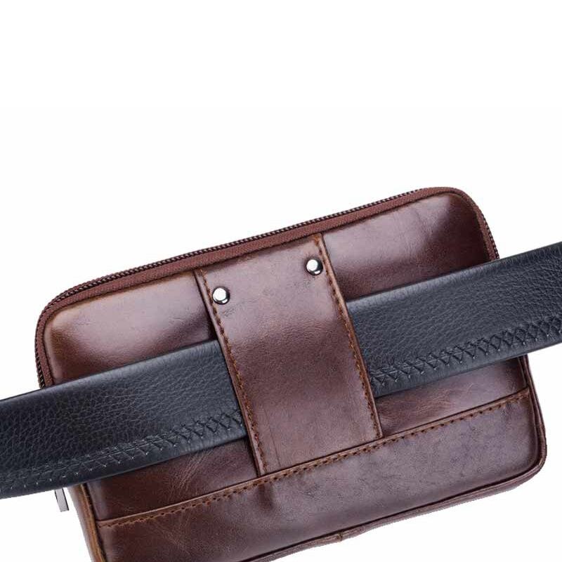 BULLCAPTAIN Male Purse Leisure Sling Bag Small Pocket New Men Waist Bag Leather Sling Cigarette Bag Mobile Phone Bag - ebowsos