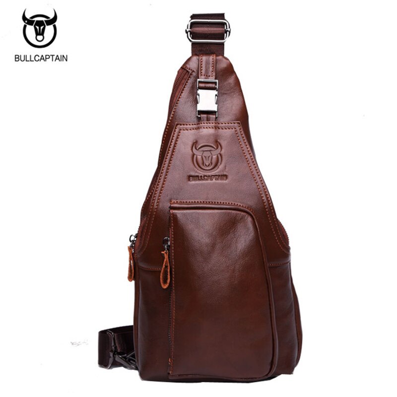 BULLCAPTAIN Small FAMOUS Brand Messenger Bag MEN'S Genuine Leather Crossbody Shoulder Bag Crossbody Bag with Zipper Buckl - ebowsos