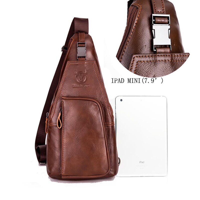 BULLCAPTAIN Small FAMOUS Brand Messenger Bag MEN'S Genuine Leather Crossbody Shoulder Bag Crossbody Bag with Zipper Buckl - ebowsos