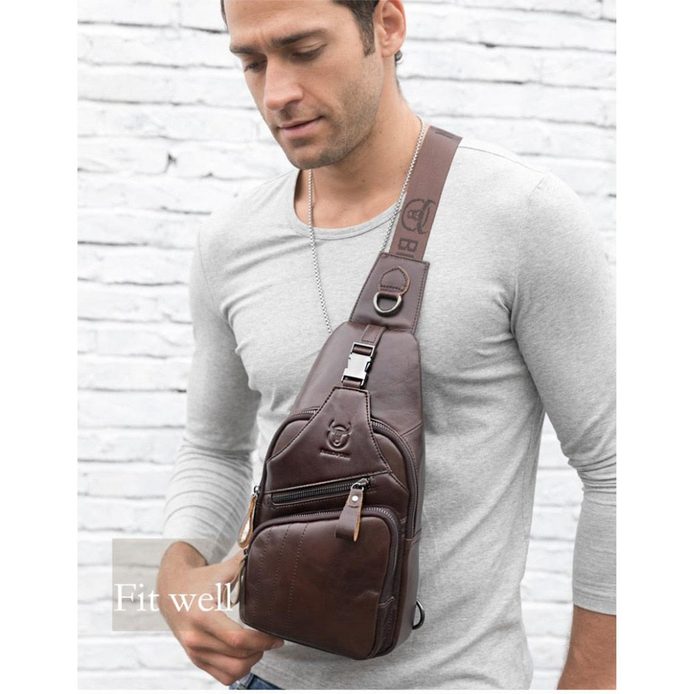 BULLCAPTAIN  men's chest bag casual sports travel Messenger bag multi-function fashion chest bag small travel bag - ebowsos