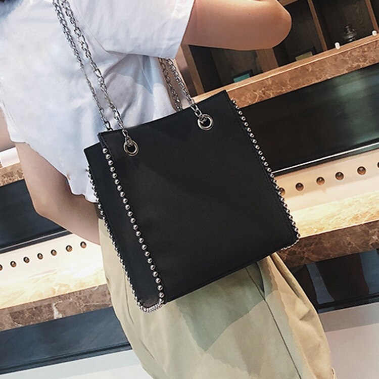 Bag Women'S Shoulder Bag Big Leather Rivet Casual Fashion Women'S Handbag Capacity Handbags - ebowsos