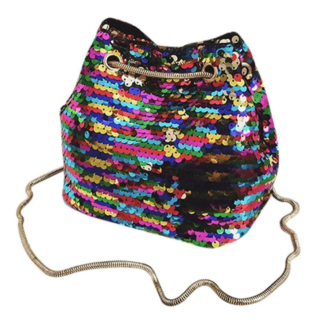 Bags Female Bling Sequins Bucket Bag Fashion Clip Shoulder Bag - ebowsos