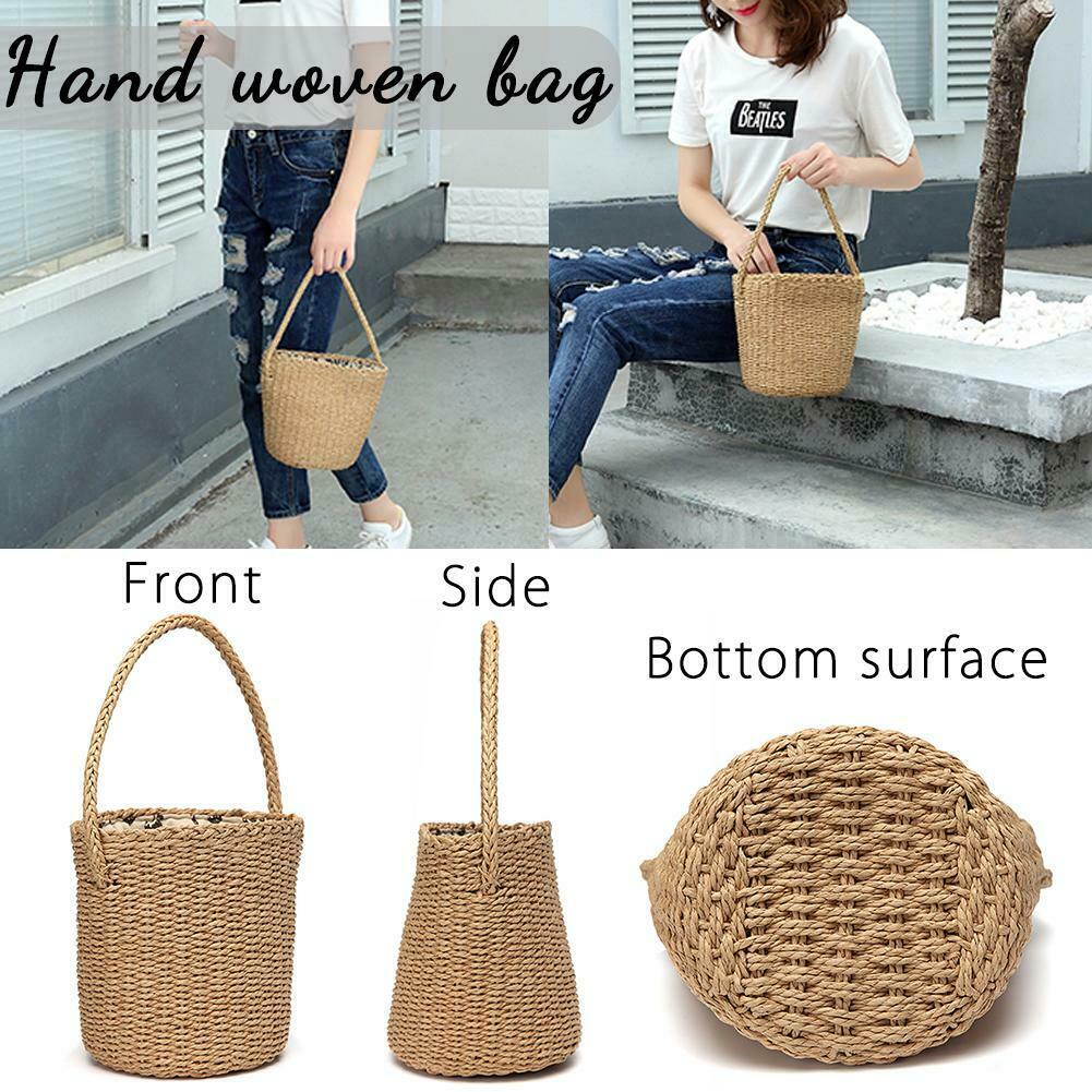 Bali Island Hand-Woven Rattan Bag Straw Purse Handmade Wicker Crossbody Beach(Brown) - ebowsos