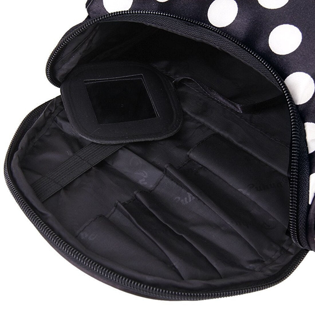 Black Zipper Cosmetic Bag Toiletry Bag Make-up Bag Hand Case Bag with Dot Patterns - ebowsos