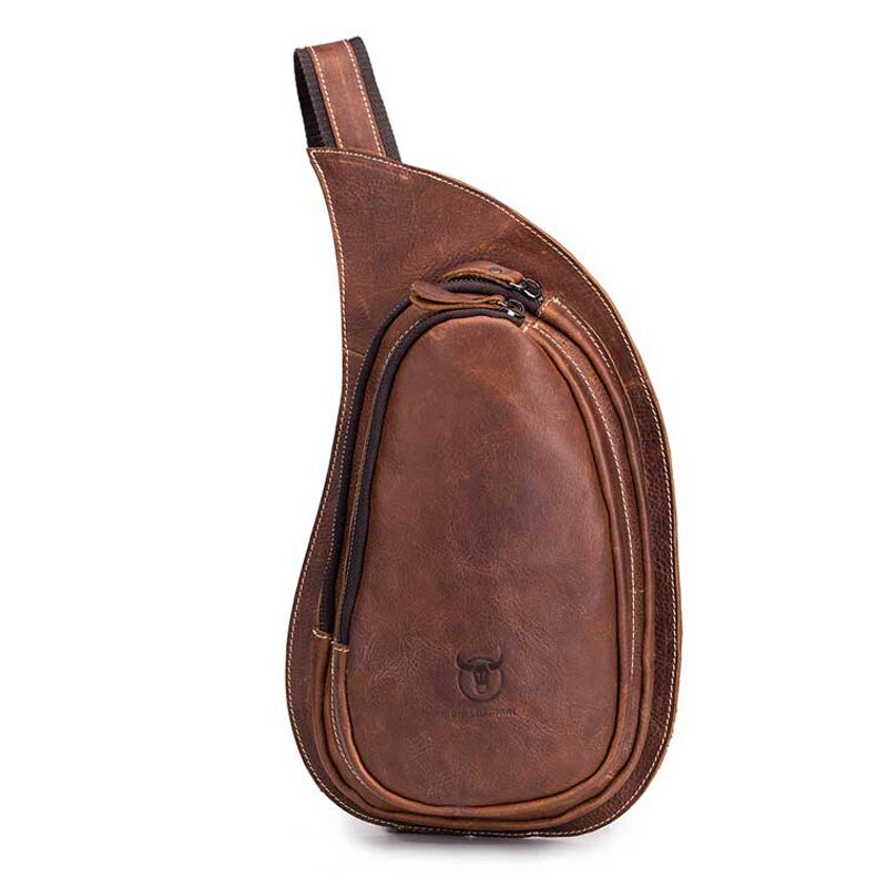 Bullcaptain Leather Crossbody Bag For Men Messenger Genuine Leather Chest Bag Casual Shoulder Strap Pack - ebowsos
