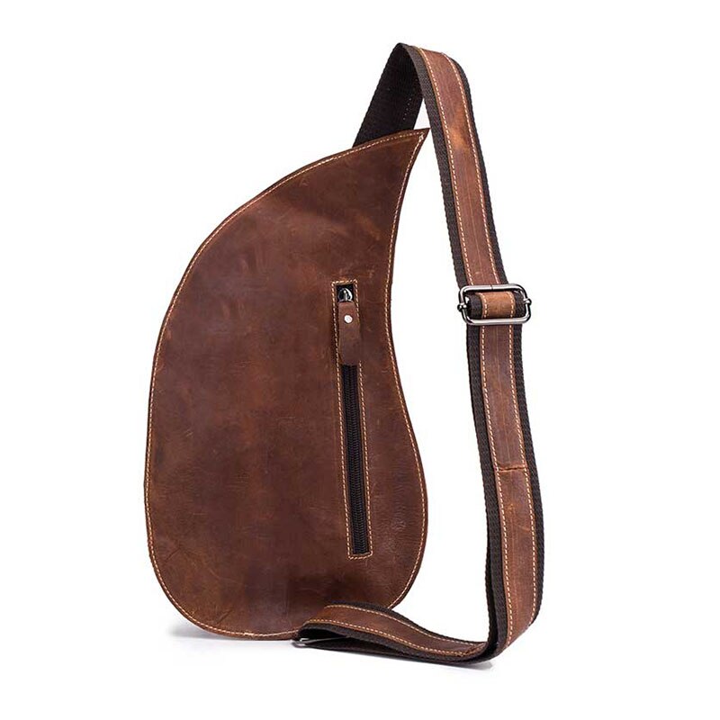 Bullcaptain Leather Crossbody Bag For Men Messenger Genuine Leather Chest Bag Casual Shoulder Strap Pack - ebowsos