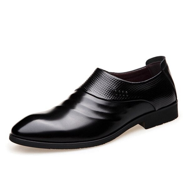 Business Groom's Wedding Shoes, Breathable Sharp Leather Shoes, Men's Korean Casual Men's Shoes - ebowsos