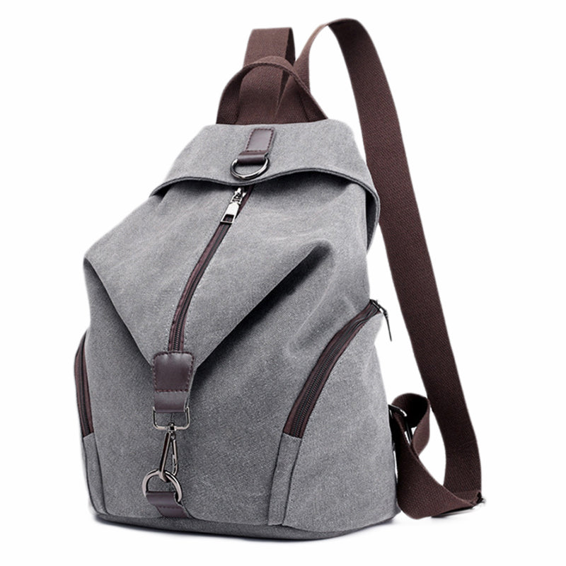 Canvas Backpack School Bag Casual College Travel Purse Shoulder Bag For Men Women (Grey) - ebowsos