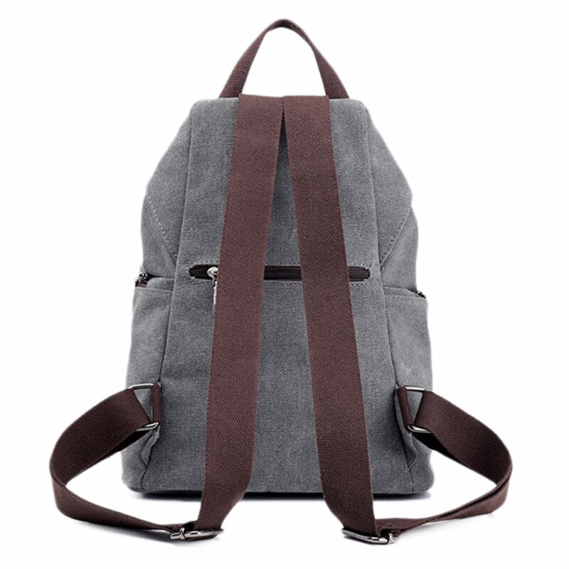 Canvas Backpack School Bag Casual College Travel Purse Shoulder Bag For Men Women (Grey) - ebowsos