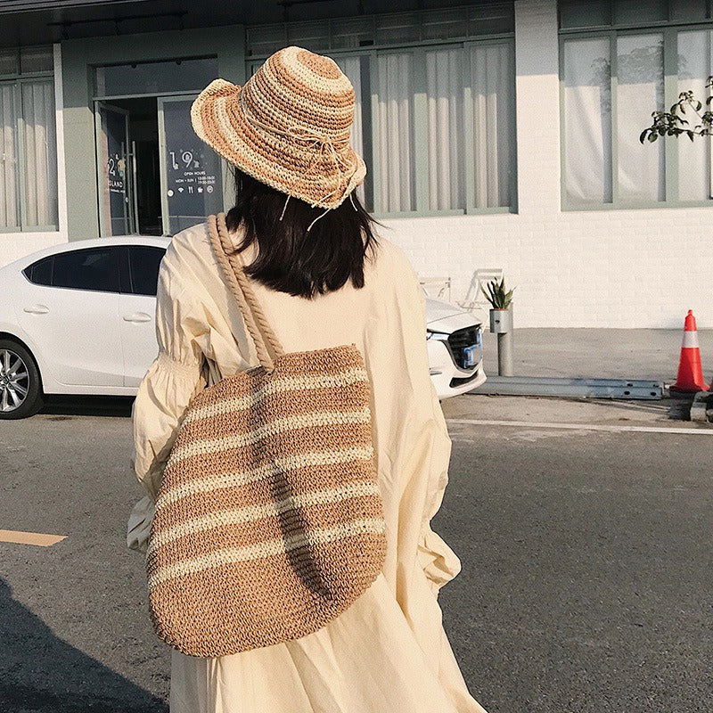 Capacity Net Shopping Bags Cotton Rope Shoulder Bags Weave Knitting Handbag Hollow Out Summer Beach Bags Cheap Straw Bags - ebowsos