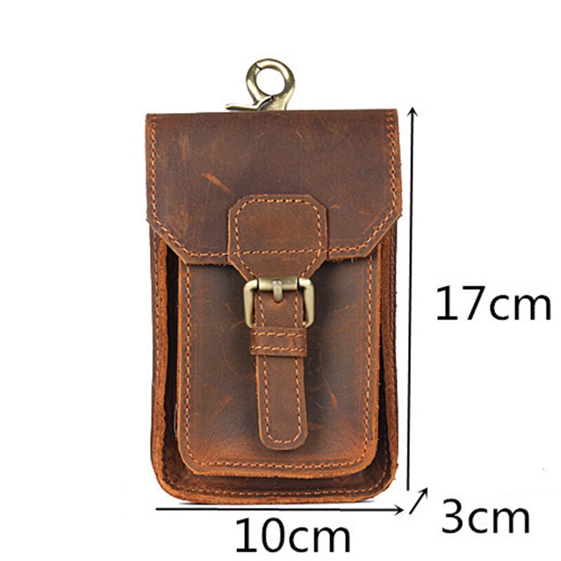 Casual Men'S Retro Pockets Genuine Leather Suede Leather Casual Small Bag Solid Waist Packs Brown - ebowsos