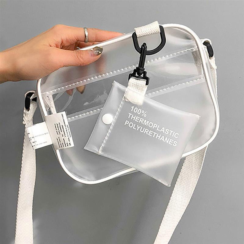 Casual Pvc Transparent Clear Women Crossbody Bags Shoulder Bag Handbag Jelly Small Phone Bags With Card Holder Wide Strap - ebowsos