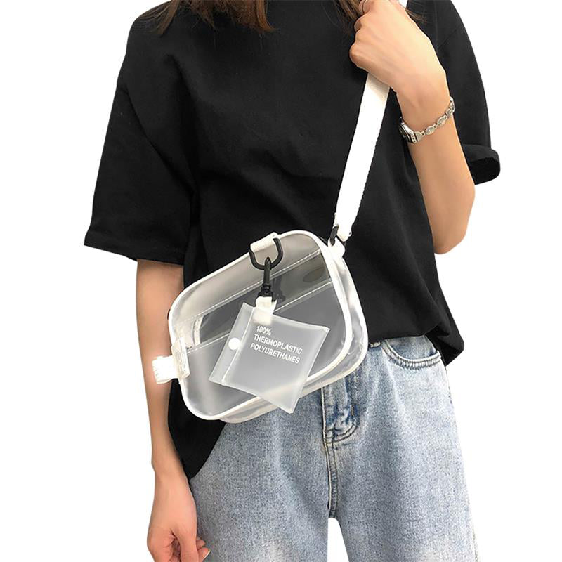 Casual Pvc Transparent Clear Women Crossbody Bags Shoulder Bag Handbag Jelly Small Phone Bags With Card Holder Wide Strap - ebowsos